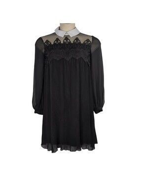CeCe Whimsigoth Neo-Victorian Pleated Mini Dress w/ Peter Pan Collar Size 2